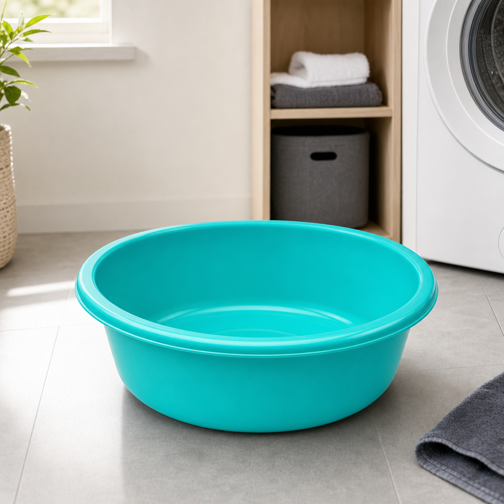 120 Pieces Turquoise Plastic Round Wash Basin, 13 Inch, 1 Piece