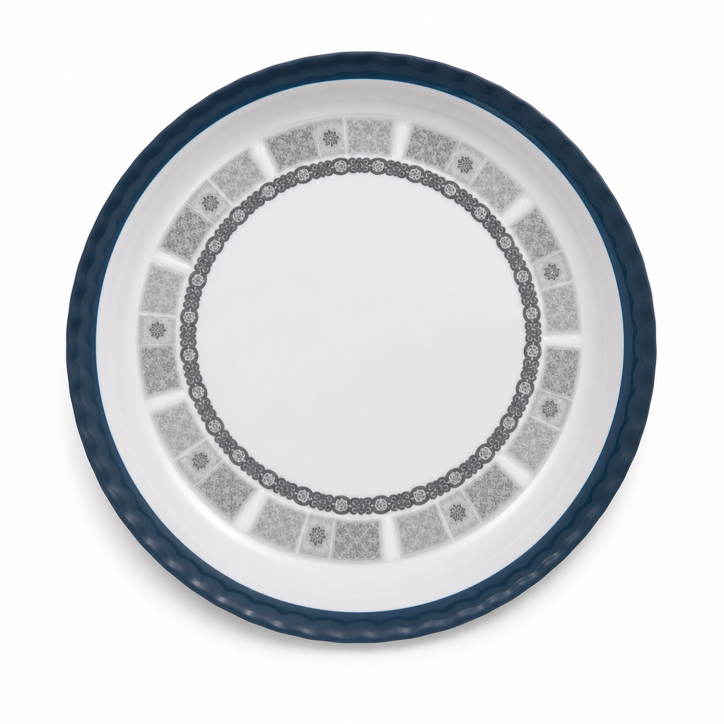 72 Pieces Melamine Round Wavy Serving Trays, 45 cm