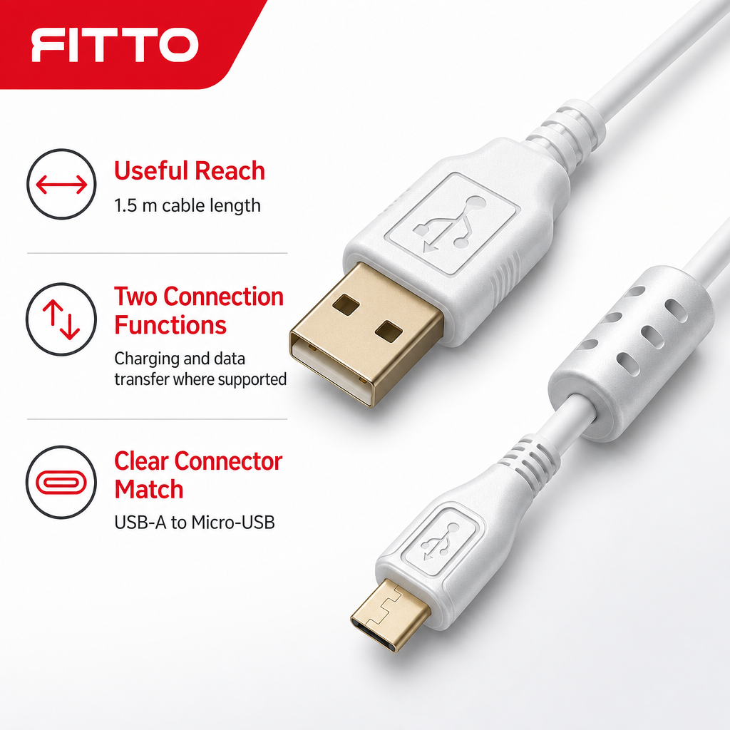 144 Pieces USB-A to Micro-USB Charging Cables, 1.5 m, Universal Cable for Charging and Data Transfer