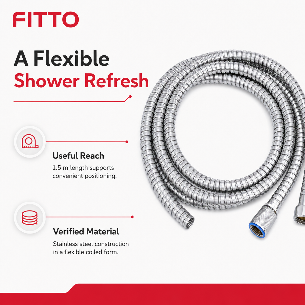 96 Pieces Flexible Stainless Steel Shower Hose, 1.5 m, Silver, 1 Piece