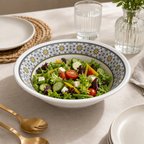 96 Pieces Melamine Salad Bowl, 7 Inch, White and Grey with Yellow Accents