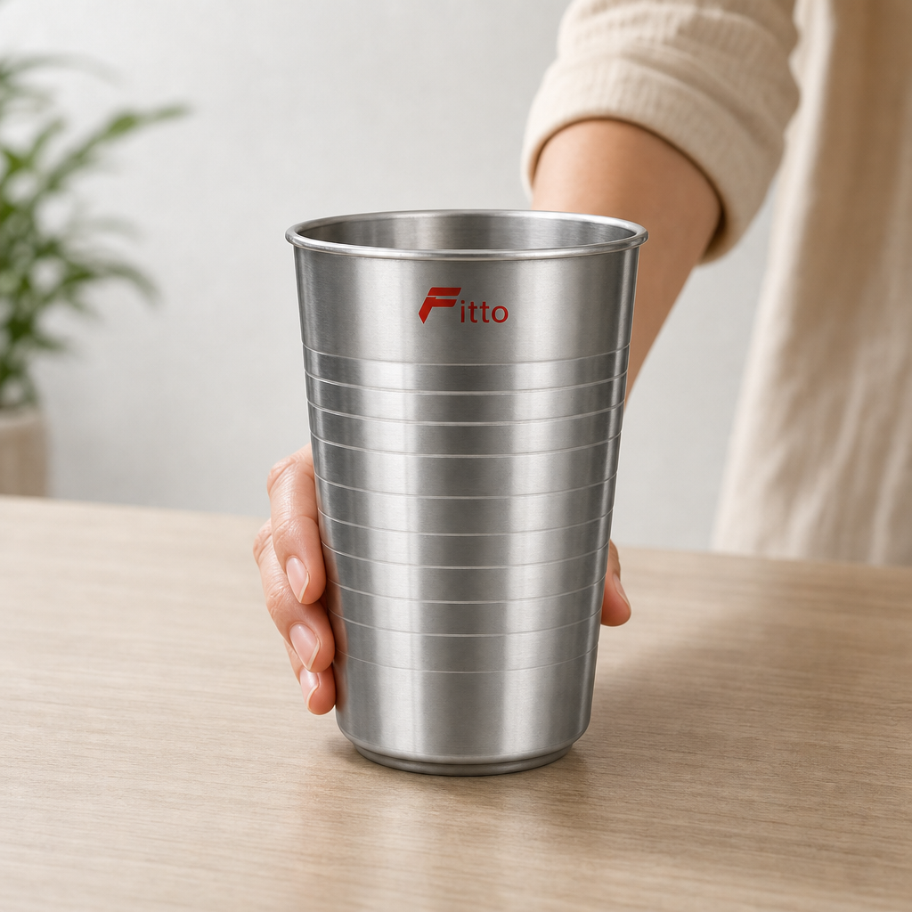 240 Pieces Silver Ribbed Stainless Steel Drinking Tumbler, 1 Piece, 11 x 8 x 8 cm