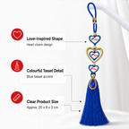 144 Pieces Decorative Heart Charm Keychains with Blue Tassel, 20 x 8 x 3 cm