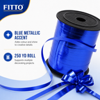 120 Pieces Blue Metallic Ribbon Roll, 5 mm x 250 yd, Decorative Craft Ribbon for Wrapping, Bows and Creative Projects