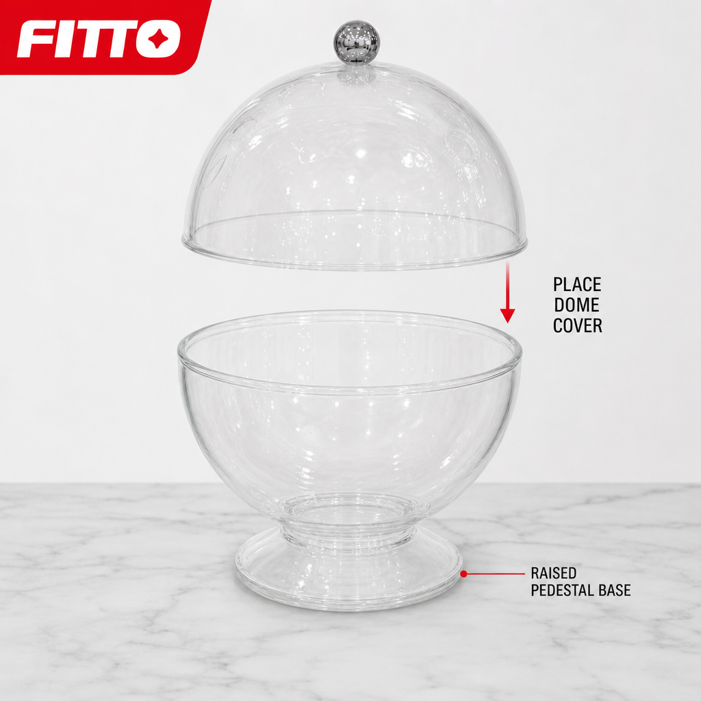 96 Pieces Covered Glass Serving Bowl with Dome Lid, Clear, 1 Piece