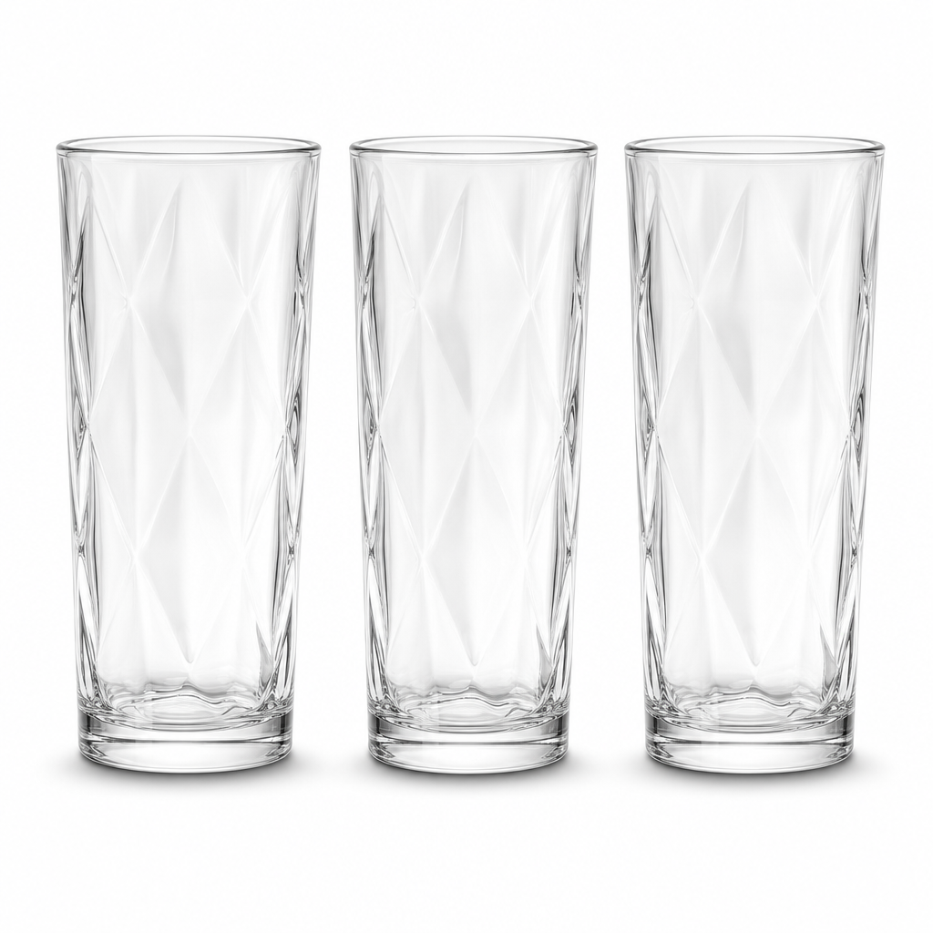 96 Pieces Diamond Glass Tumbler Set, 245 ml, 3 Pieces