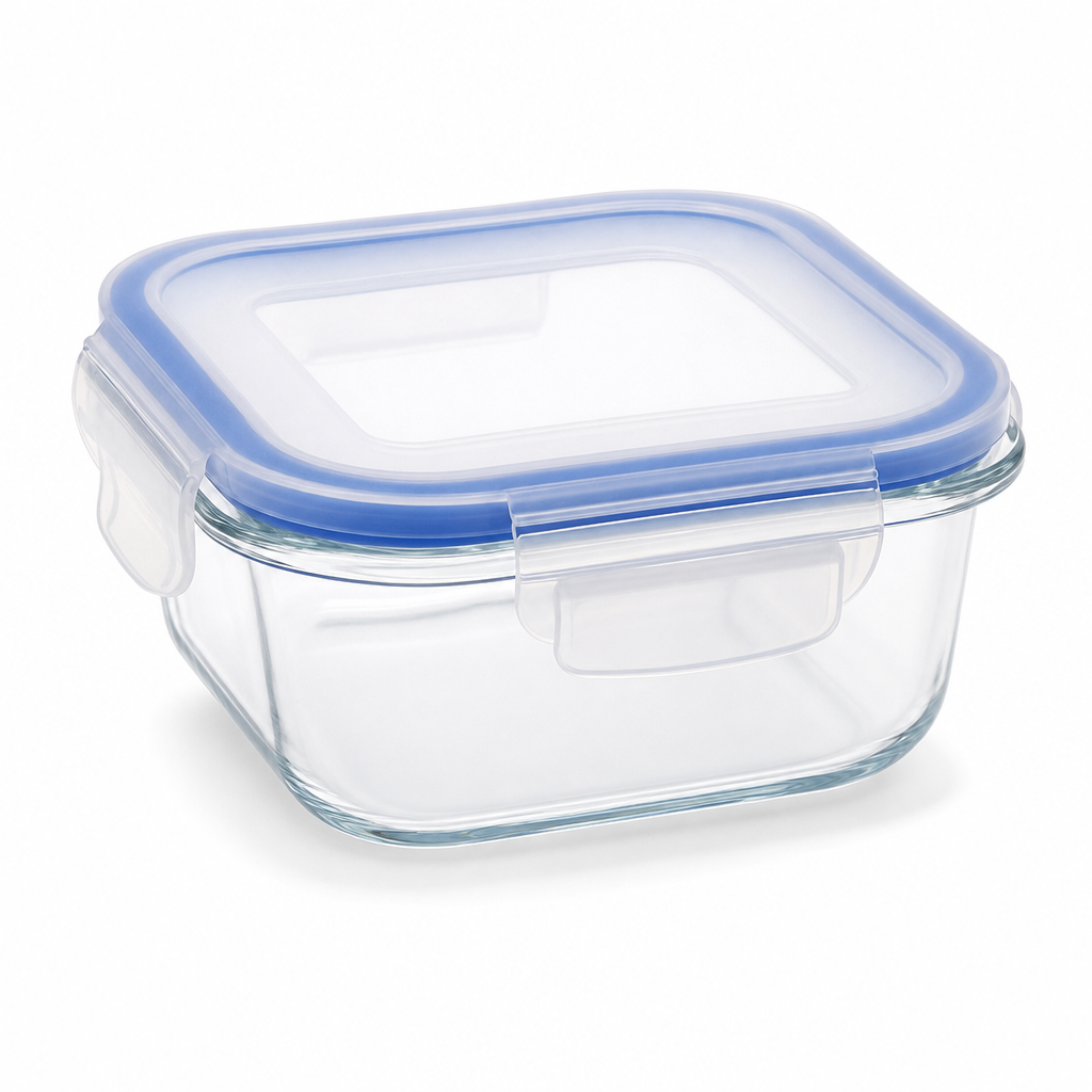 96 Pieces Square Glass Food Container with PP Lid, 800 ml