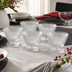 72 Pieces Glass Cup Set, 240 ml Stemmed Embossed Cups, Clear, 6 Pieces