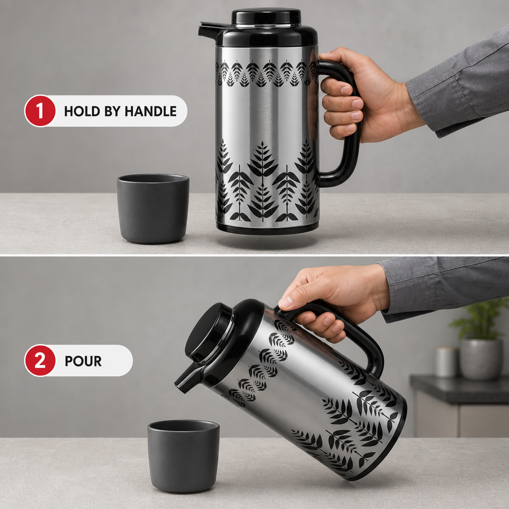72 Pieces Insulated Vacuum Flask With Handle, 1 Litre, Silver