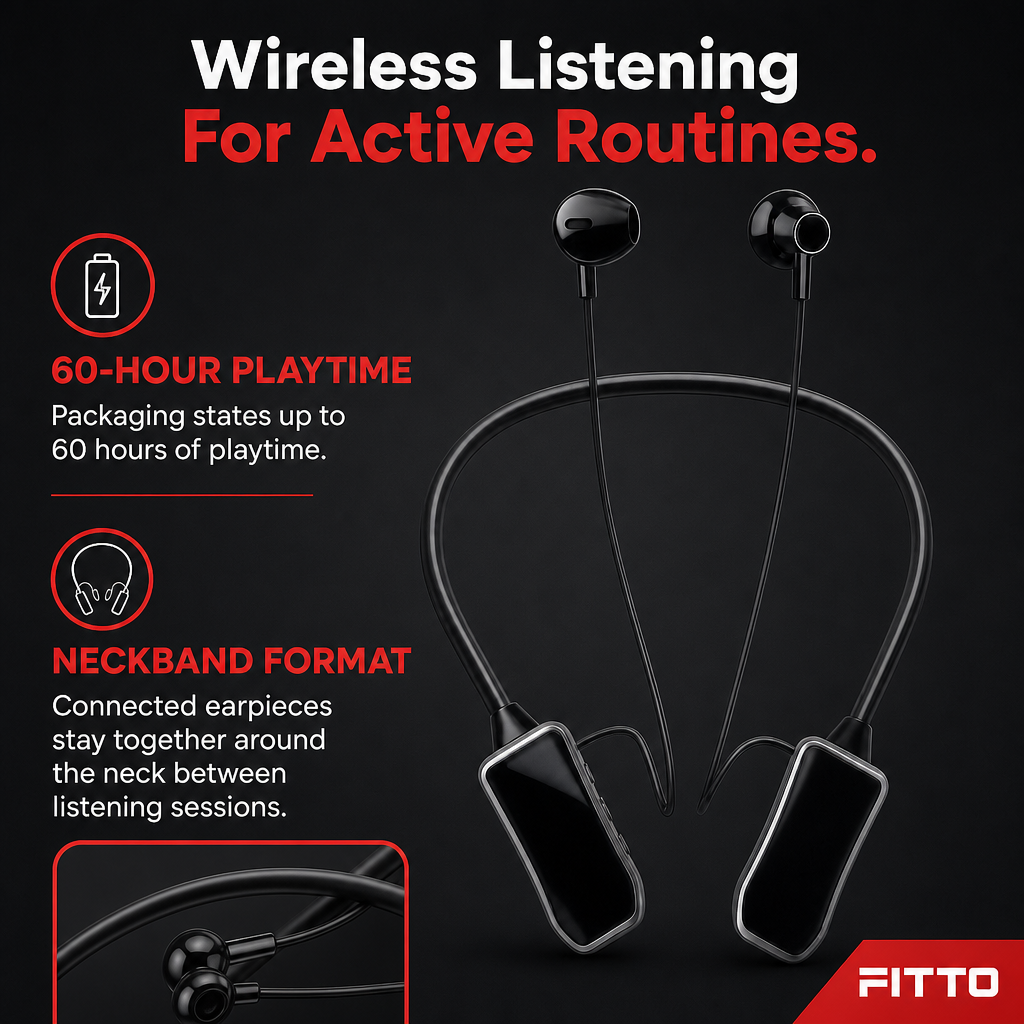 96 Pieces Sports Wireless Neckband Earphones with 60H Playtime
