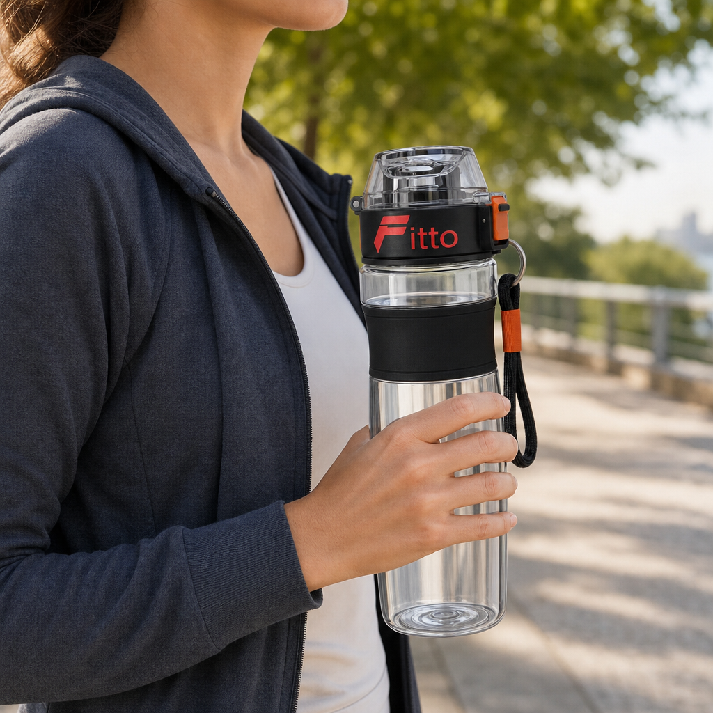 96 Pieces Transparent Plastic Sports Water Bottles with Drinking Lid, 950 ml, Carry Loop, 1 Piece