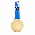 144 Pieces Blank Award Medal with Blue Ribbon, Metallic Finish, Round Recognition Medal for Ceremonies and Presentations