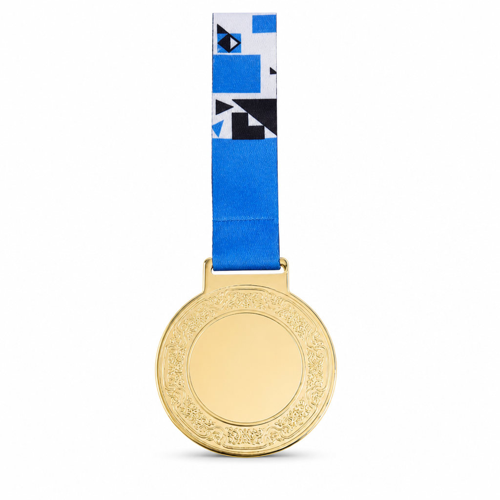 144 Pieces Blank Award Medal with Blue Ribbon, Metallic Finish, Round Recognition Medal for Ceremonies and Presentations