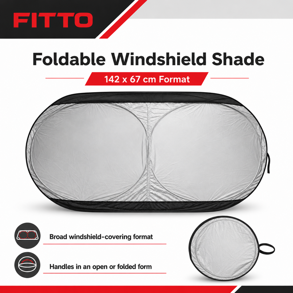 96 Pieces Foldable Windshield Sun Shade, 142 x 67 cm, Round Design, 1 Piece