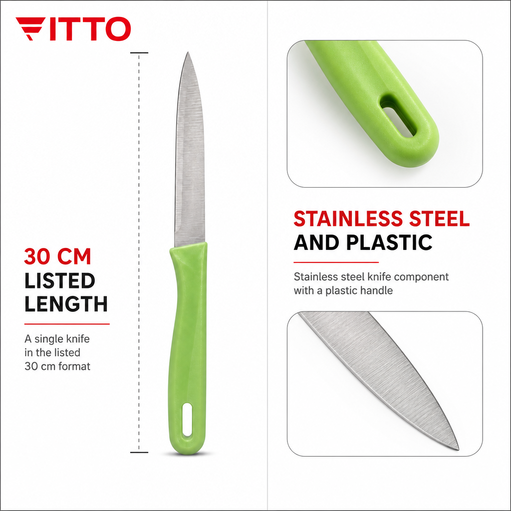 72 Pieces Kitchen Knives, Stainless Steel Blade with Plastic Handle, 30 cm, Single Piece