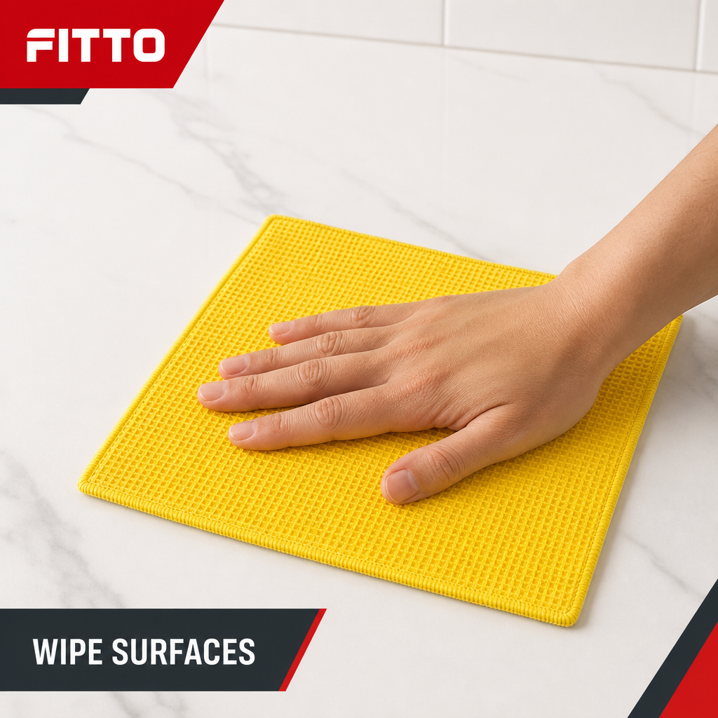 120 Pieces Waffle-Weave Microfiber Cleaning Cloth, 40 x 40 cm, Yellow