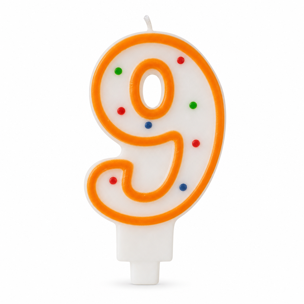 240 Pieces Number Cake Candles 9, 3 in, 1 Piece, Assorted Colour