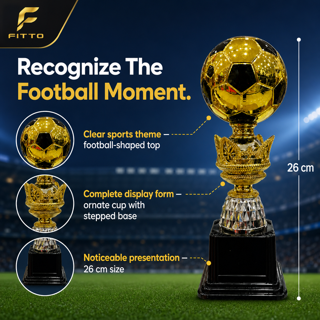 72 Pieces Plastic Football Trophy, 26 cm, Gold and Black Award Cup for Sports Recognition