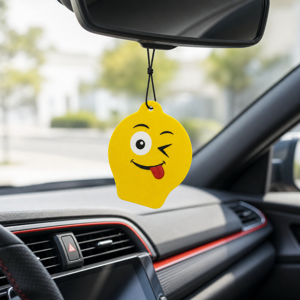 144 Pieces Hanging Card Air Freshener, Lemon Scent, Yellow Emoji Design, 1 Piece