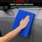 96 Pieces 500 GSM Microfiber Cleaning Cloth, No Stitching, 60 x 90 cm, Blue, 1 Piece