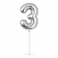 144 Pieces Silver Number 3 Birthday Cake Candle, 9 cm, Single Piece