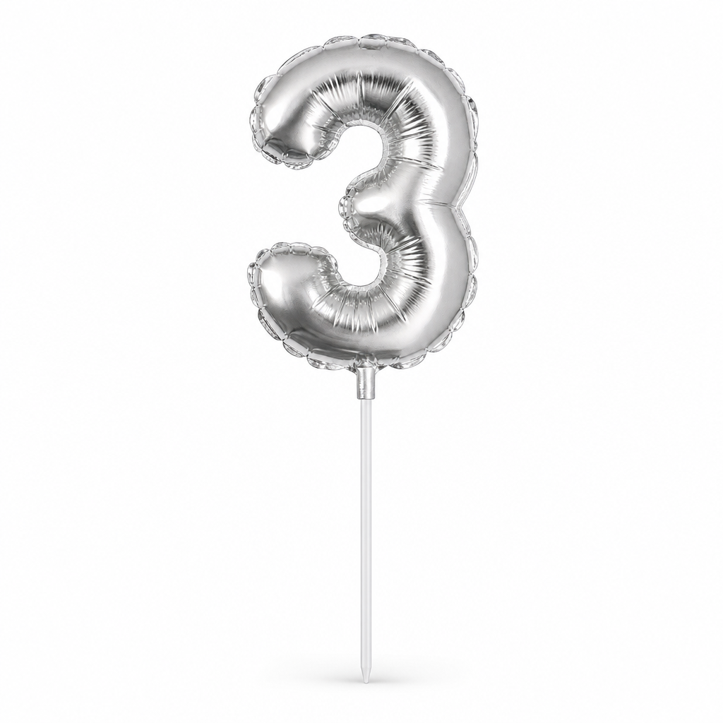 144 Pieces Silver Number 3 Birthday Cake Candle, 9 cm, Single Piece