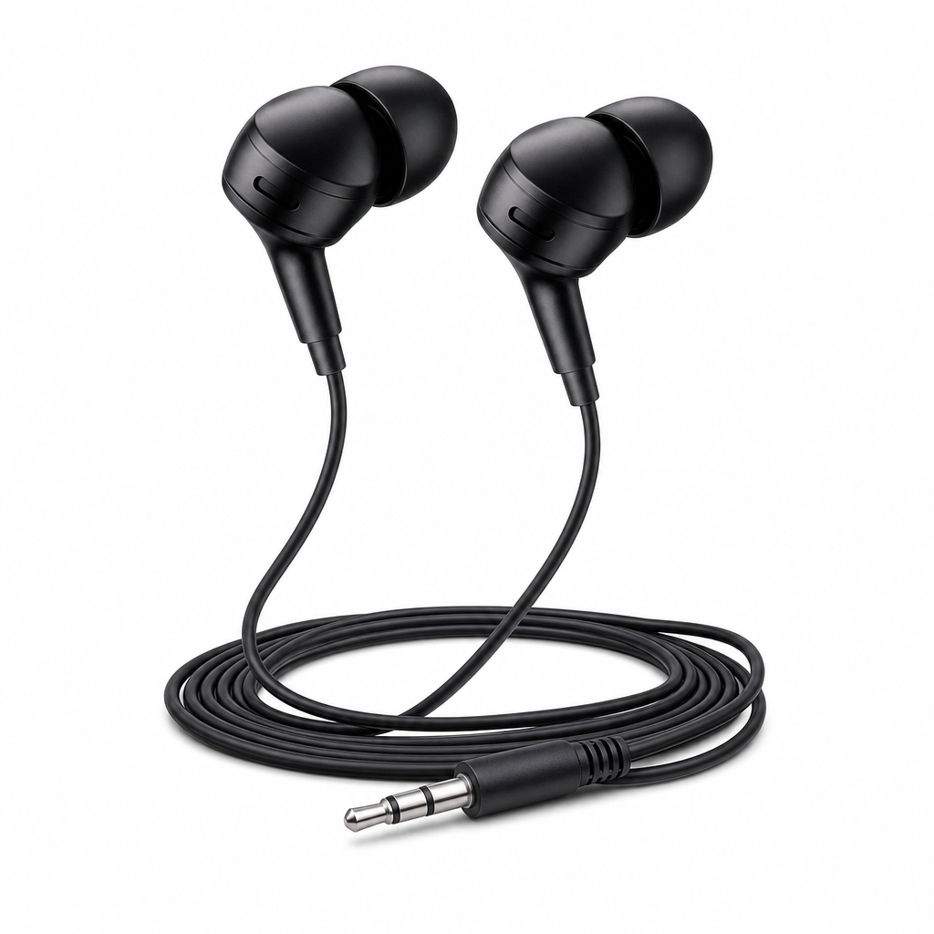 240 Pieces Wired Earphoneses 3.5mm Stereo In-Ear Audio Set CH-918, Black