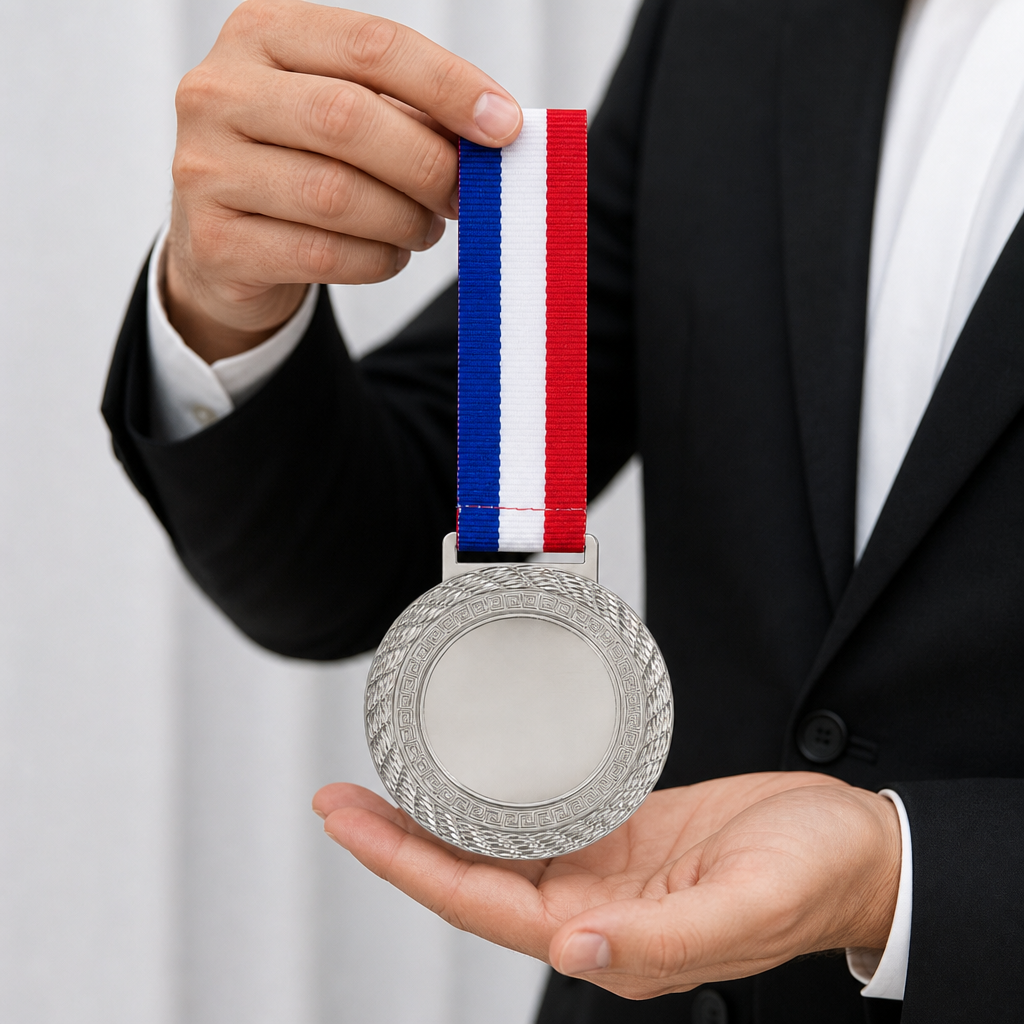 144 Pieces Plain Sports Medal with Ribbon, Gold Silver or Bronze Finish, 10 x 8 cm