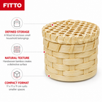 96 Pieces Handwoven Bamboo Round Storage Box with Lid, Natural, 11 x 11 x 11 cm