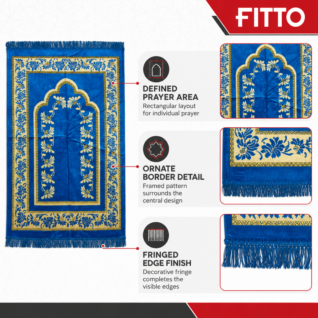96 Pieces Prayer Mats, Turkish Style Decorative Design, Single Mat for Daily Prayer