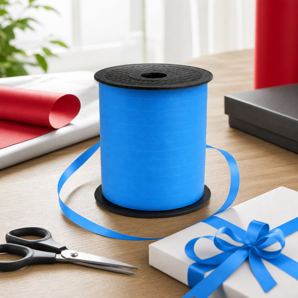 120 Pieces Printed Blue Ribbon Roll, 5 mm x 250 yd, Craft Trim for Wrapping, Bows and DIY Projects