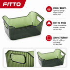 96 Pieces Rectangular Plastic Storage Box with Cutout Handles, Green or Clear, 30 × 22 × 12 cm