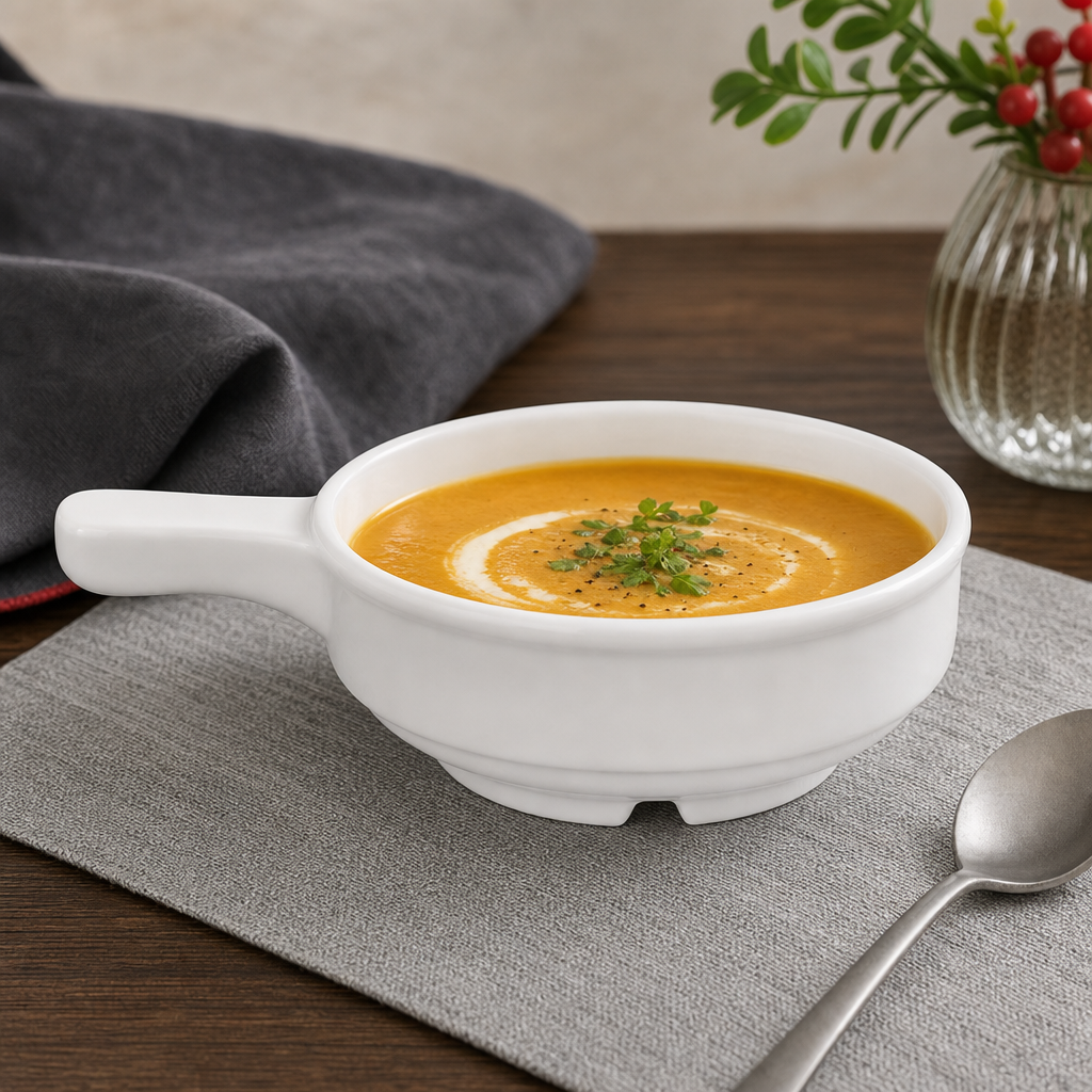 120 Pieces White Round Soup Bowl with Handle, 4 in, 1 Piece