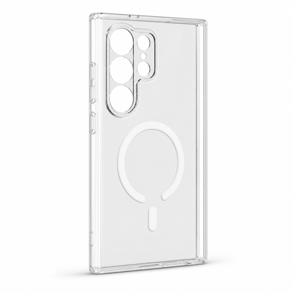96 Pieces Crystal Clear Magnetic Phone Cases with Ring for Wireless Charging and Raised Camera Protection, S24 Ultra