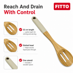 96 Pieces Wooden Slotted Spoon, 32 cm Natural Wood Cooking Utensils for Stirring and Serving