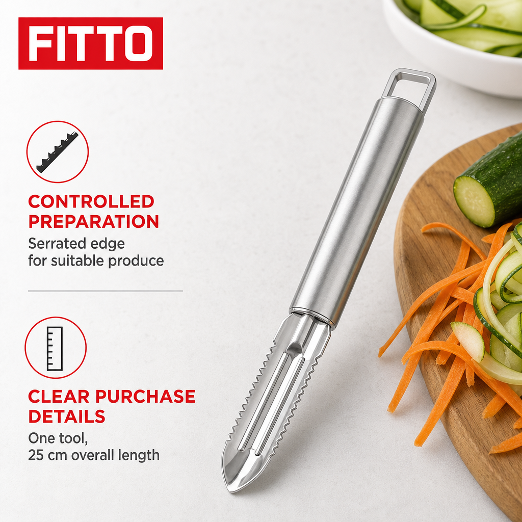96 Pieces Stainless Steel Serrated Peeler, Single Kitchen Vegetable and Fruit Peeling Tool, 25 cm