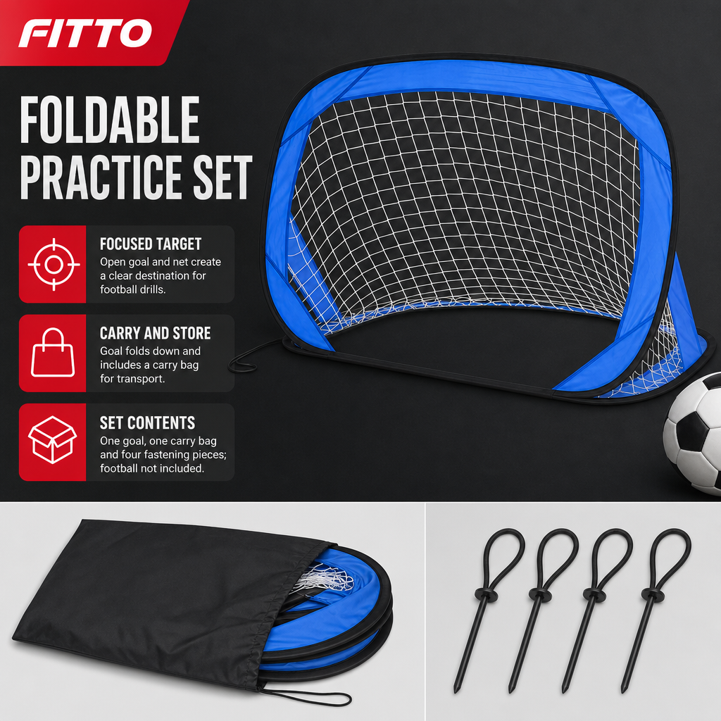 48 Pieces Foldable Football Goals with Practice Net and Carry Bag for Outdoor Training