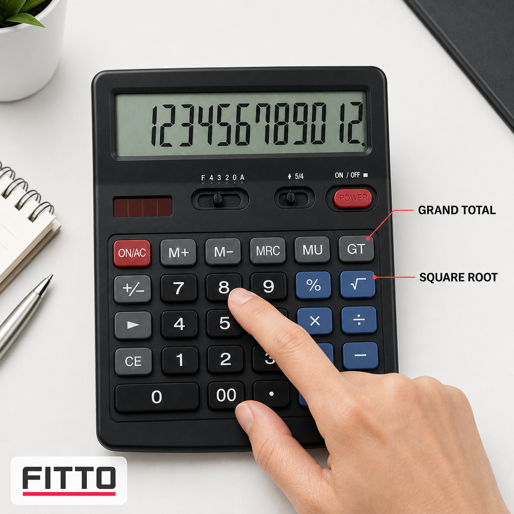 72 Pieces Black 12-Digit Electronic Calculators with Grand Total and Square Root Functions, 1 Piece