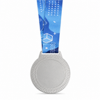 144 Pieces Textured Edge Sports Medal with Blue Ribbon, Silver, 10 x 8 cm