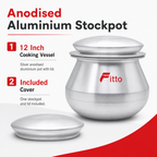 96 Pieces Anodised Aluminium Stockpot with Lid, 12 Inch, Silver