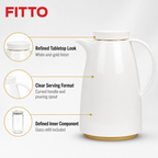 72 Pieces Plastic Vacuum Flask with Glass Refill, 1 Litre, White and Gold