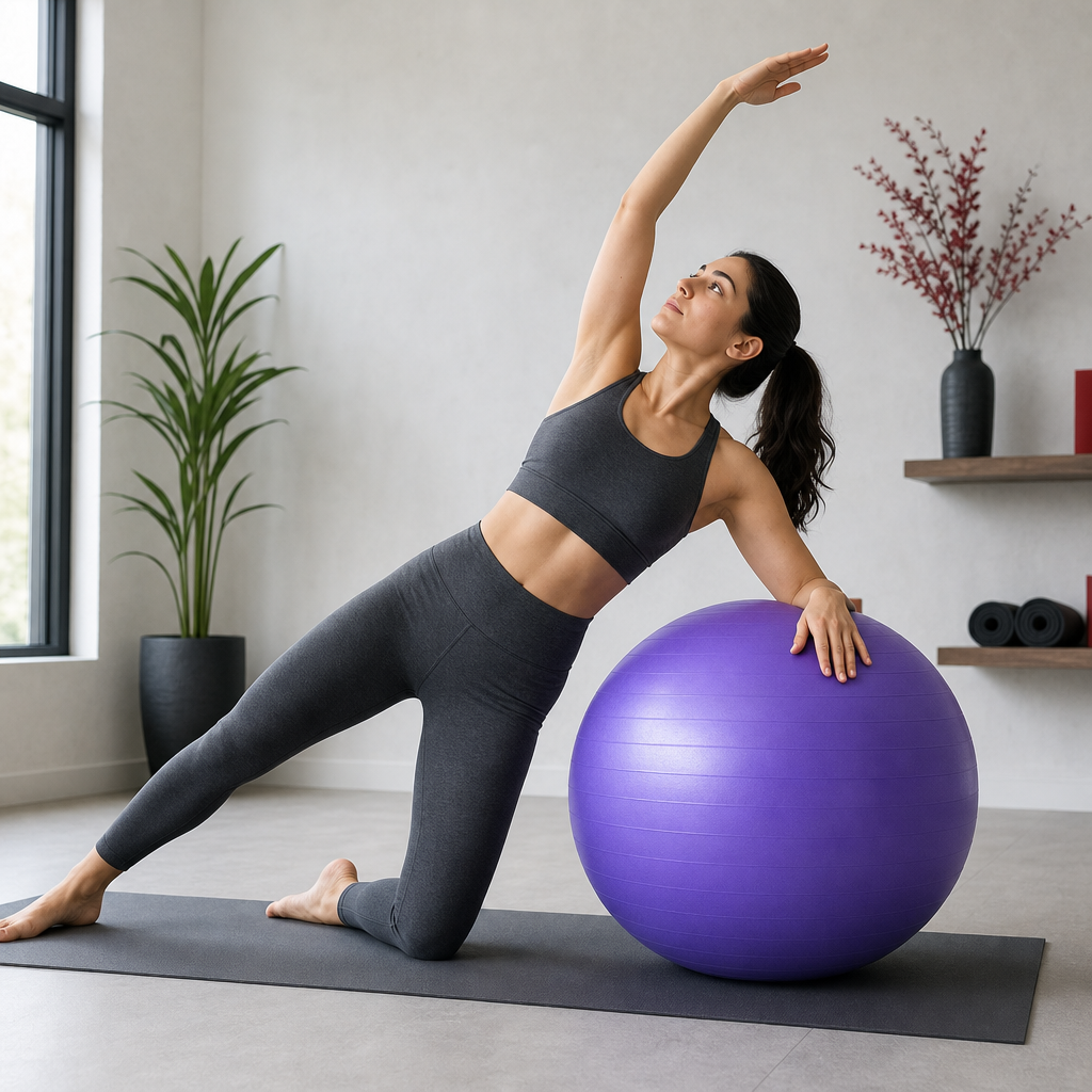 72 Pieces Exercise Balls for Fitness and Yoga, Round Purple Training Ball, 55 cm