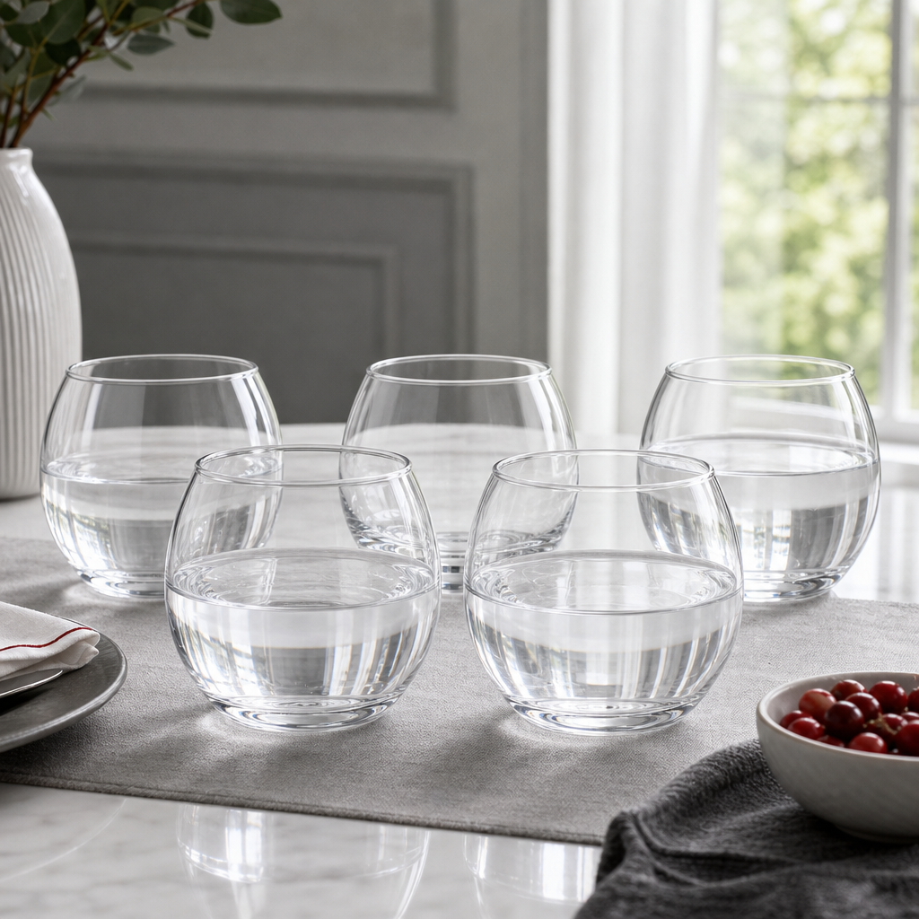 96 Pieces Round Glass Tumbler Set, Clear, 5 Pieces