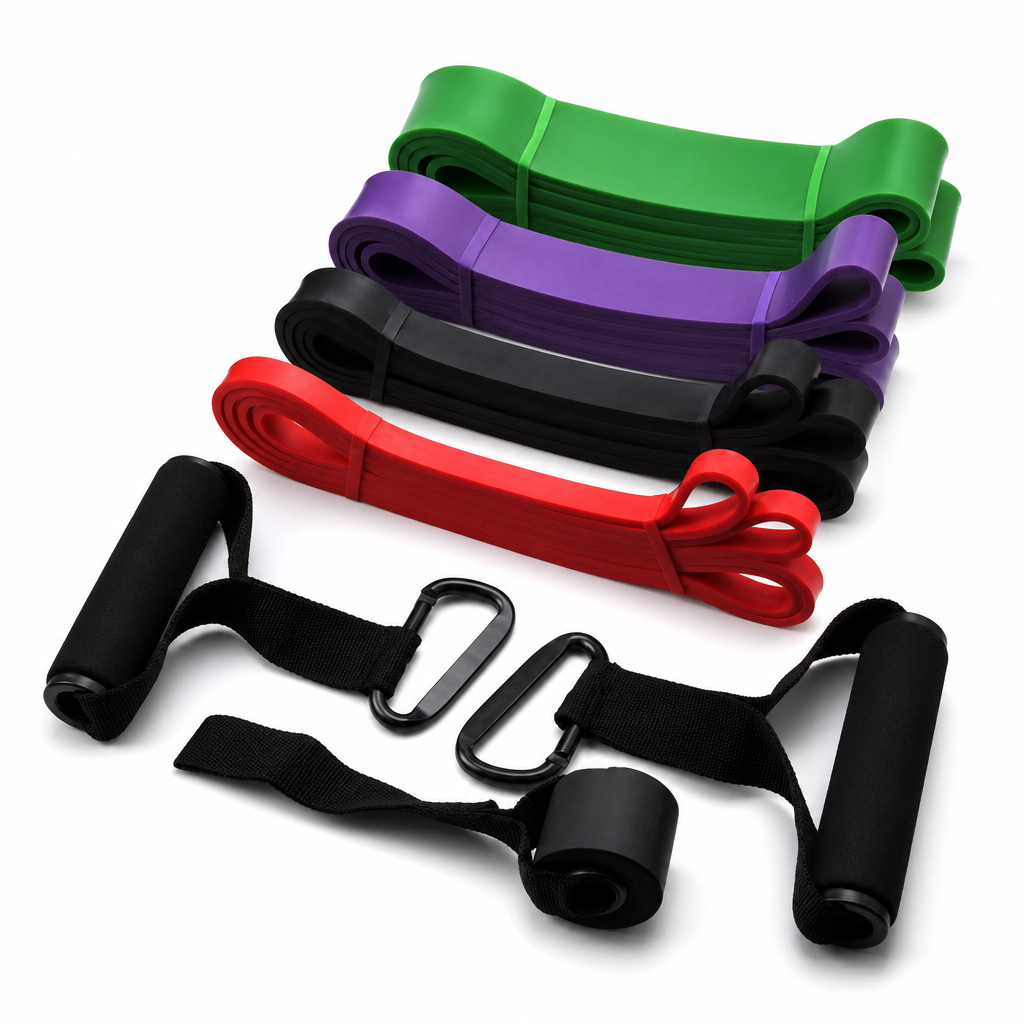 48 Pieces 4-in-1 Resistance Bands Set with Handles and Door Buckle, Four-Color Exercise Bands for Home Workouts