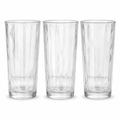 96 Pieces Glass Tumbler Set, 245 ml, 3 Pieces, Clear Faceted Drinkwares