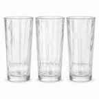 96 Pieces Glass Tumbler Set, 245 ml, 3 Pieces, Clear Faceted Drinkwares