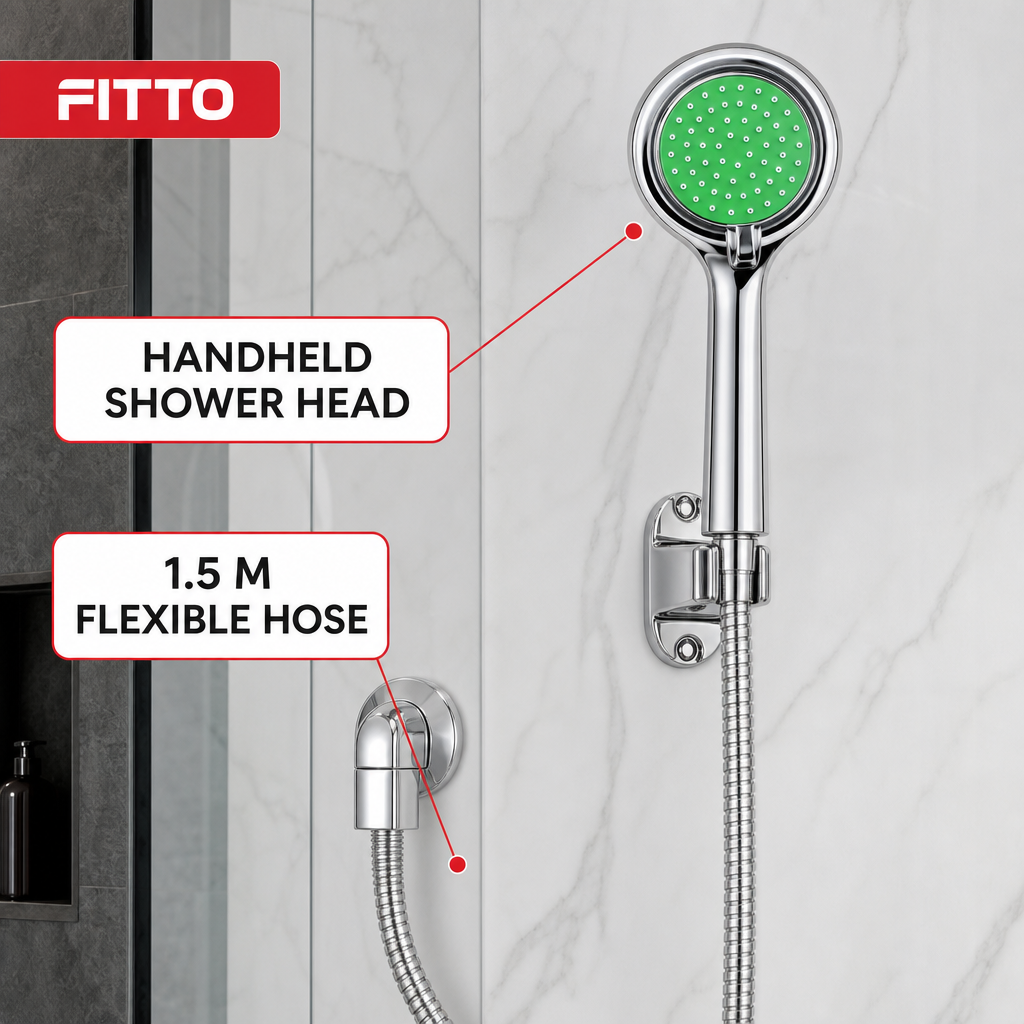 120 Pieces Hand Shower Head with 1.5 m Flexible Hose, Green and Chrome