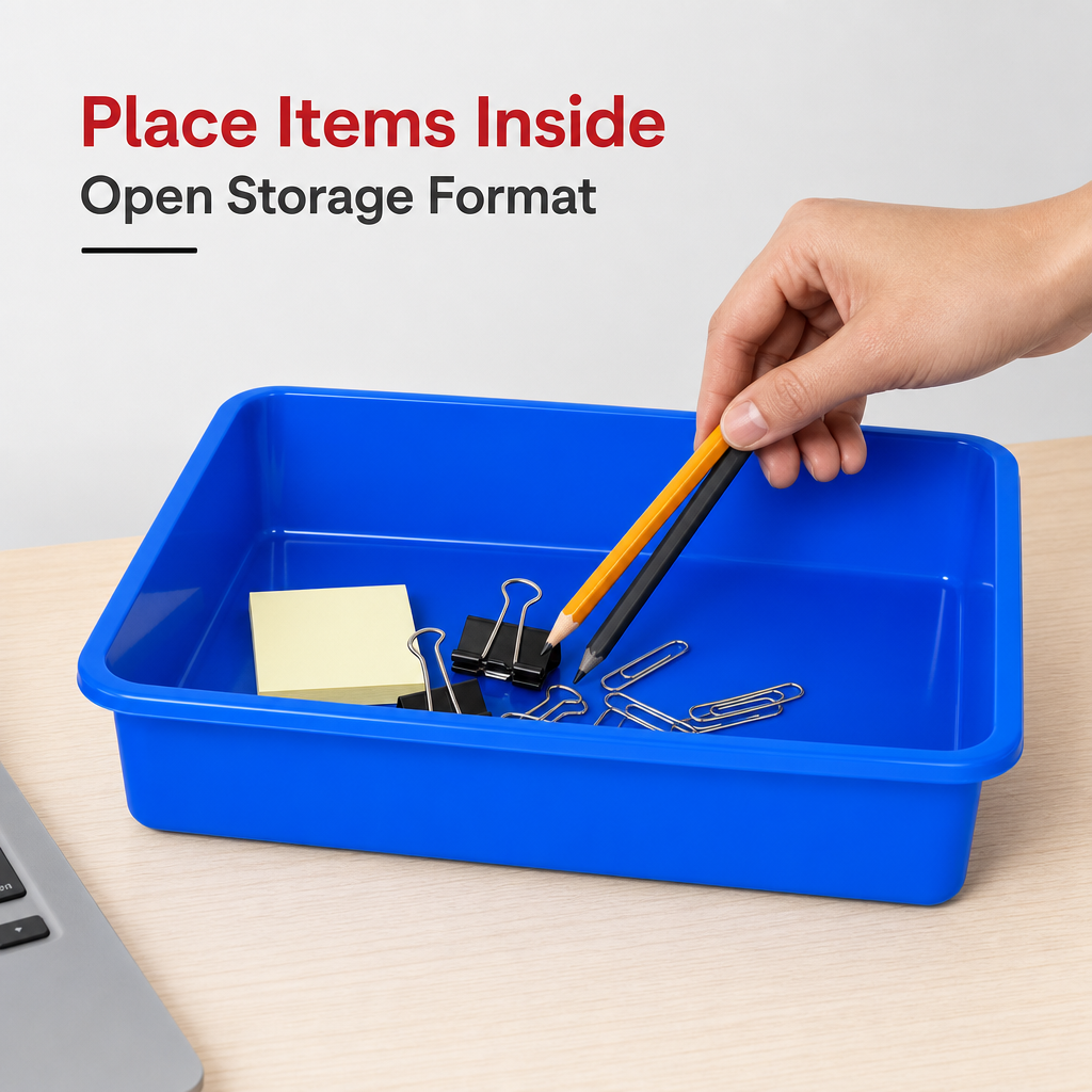 96 Pieces Rectangular Plastic Utility Trays, 10 x 12 Size, Single Piece, Assorted Colour