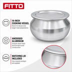 96 Pieces Anodised Aluminium Biryani Stockpot with Lid, 14 in