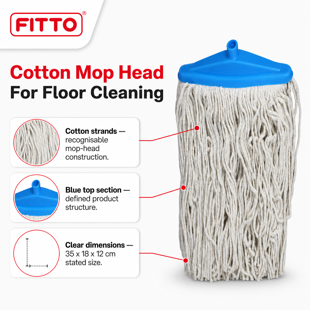 96 Pieces Cotton Mop Head, 300 g, Blue and White, 35 x 18 x 12 cm